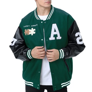 Mens Varsity College <b>Baseball</b> <b>Bomber</b> <b>Jacket</b> Breathable Anti-Uv Polyester/Cotton Vintage Casual Unisex OEM Service Embroidered - Product Image 3