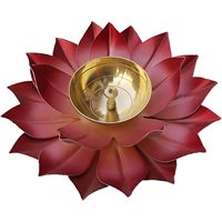 PARIJAT Artisanat Petit Laiton Lotus Kamal Forme Deepak Lampe à Huile Maison Temple Puja Articles Décor Cadeaux Marron