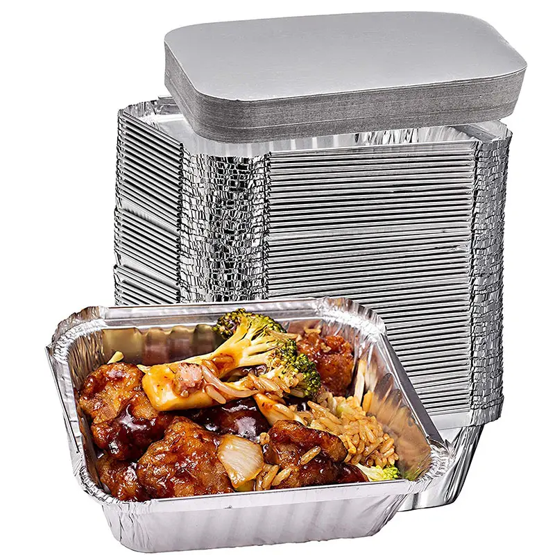2022 Hotsale contenitori per alimenti monouso in alluminio per uso alimentare contenitori per alimenti in foglio di alluminio di grandi dimensioni per impieghi gravosi/vassoio con coperchi