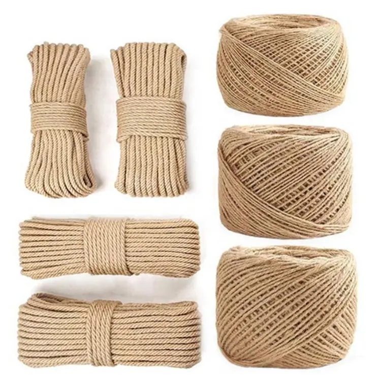 Sợi Dây đay dây gai 1-6mm dày DIY handmade đan cổ điển sợi Xe màu tự nhiên Linen mộc mạc chuỗi thủ công mỹ nghệ