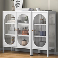 Buffet de rangement de cuisine en métal à 2 portes Structure KD pour salle à manger Armoire de garde-manger Meubles de salon à domicile