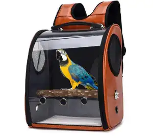 Bolsa de transporte de aves, mochila transparente para loros, jaula de viaje con percha, novedad de 2021