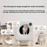 Bac à litière pour chat intelligent carré en ABS entièrement fermé, avec contrôle à distance par application WiFi, nettoyage automatique et ensachage des déchets