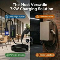 Pengisi Daya Mobil Listrik Portabel Baru Tipe 2 32A 7KW Biru Colokan CEE Level 2 Arus Dapat Diatur Pintar IP66 Tahan Air Bersertifikasi CE RoHS TUV