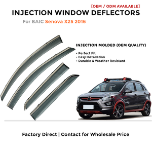 แผ่นบังแดดกันฝนสำหรับรถยนต์ BAIC Senova X25 ปี 2016  ขอบโครเมียม  ติดตั้งง่าย  อุปกรณ์ตกแต่งรถยนต์ - Product Image 2