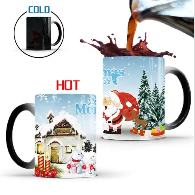 Y1112 USA Warenlager Schlussverkauf thermosensitive Porzellan-Kaffeebecher zum Weihnachtsgeschenk