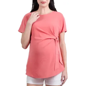 Custom latest designs pink elegant casual maternity tops pregnancy blouse