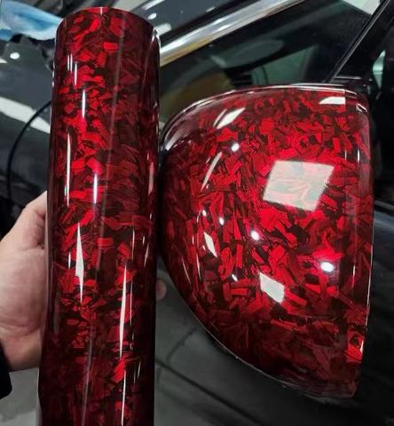 Color Modification Film Forged Carbon Fiber Carbon Steel GlossyRed Film for Car Interior  Hood Body Sticker1.52*18m