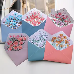 Customized 4-Color Offset Printing Floral Letter Set For Business Ordinary Logo Envelope Writing Paper Packaging Wallet