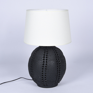 Factory Custom Wabi-Sabi Style Black Perforated Ceramic Table Lamp Modern Rustic <b>Bedside</b> Lamp for Living Room Bedroom Hotel - Product Image 4
