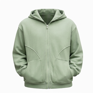 Sweat à capuche surdimensionné respirant pour homme, 100 % coton épais, avec logo personnalisé, fermeture éclair intégrale, design masque de ski, vierge, vente en gros - Product Image 4