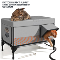Maison pour chat d'extérieur isolée pour l'hiver, chauffage électrique, imperméable, coupe-vent, abri surélevé pour chats errants