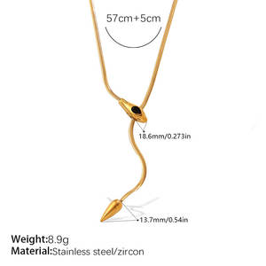 Collar Casual de Oro Pulido de 18k, Cadena Fina de Serpiente de Acero Inoxidable, Collar Lariat para Mujer - Product Image 6