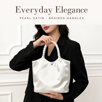 Sacs fourre-tout en satin pour femmes avec poignées en corde tressée, sac à main doublé en toile avec fermeture magnétique, logo personnalisé, vente en gros OEM