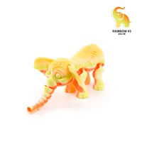 Figurine d'éléphant à grandes oreilles articulée en plastique imprimé en 3D Feeron - Décoration de bureau mignonne d'animal de la forêt et cadeau de jeu original