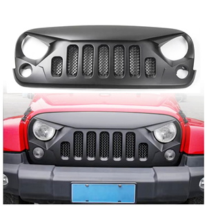 Grille avant ABS avec maille, noir mat, grille de pare-chocs avant pour <span class=keywords><strong>jeep</strong></span> wrangler JK JL 2007-2017 - Product Image 1
