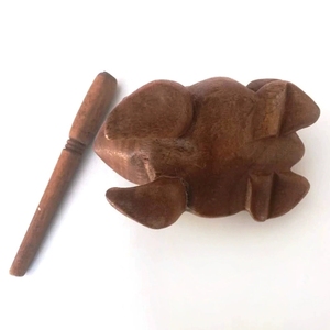 Wholesale Wooden Frog Guiro Rasp Percussion Instrument Croaking Frog Sound Maker for Kids <b>Music</b> Teaching - Product Image 1