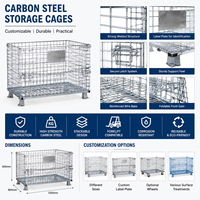 Conteneur en treillis métallique pliable, cage de stockage empilable, palette pliable, stillage ODM 300 kg, revêtement en poudre pour entrepôt