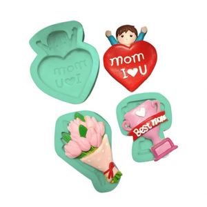 Moule à gâteau en silicone série Fête des Mères pour la cuisson de bonbons et de chocolats, résistant au four, décoration de bord de gâteau d'anniversaire, qualité alimentaire - Product Image 1