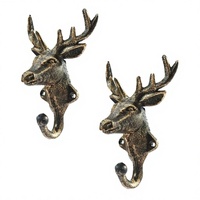 Patère murale créative en fonte de style européen vintage, motif tête de cerf et bois de cerf, fabrication Xi'an, pour décoration murale et accrochage de manteaux