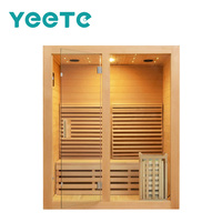 Sauna intérieur moderne YEETE pour 2-3 personnes en bois de pruche massif - Cabine traditionnelle à chaleur sèche avec design de ventilation pour l'Europe nordique