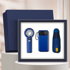 3-in-1 Combo <b>Gift</b> <b>Set</b> Including Handmade Fan Umbrella & UV Printed Power Bank Custom Logo Color for Business Promotional <b>Gifts</b> - Product Image 2