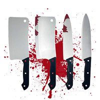 Accessoires de décoration d'Halloween, couteau tranchant sanglant factice, jouets d'horreur, arme de simulation, accessoires de couteau de cuisine, fournitures de cosplay pour fête