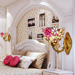 Lámparas de Pared de Vitral Ouhaoti, Diseño de Peonía Rústico y Pastoral para Salas de Estar, Dormitorios, Cabeceras, Estudios, Suministro Directo de Fábrica - Product Image 4