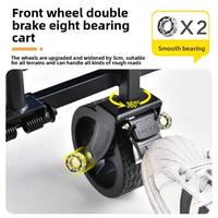 Chariot pliable d'extérieur avec roues de 5 pouces, double frein, tissu Oxford 600D, rouge et noir, capacité de charge de 225 kg, cadre en acier pour le camping