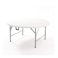 Table pliante blanche en plastique pour fête, jardin, camping, en plein air, HDPE, pour événements de mariage, 4 pieds