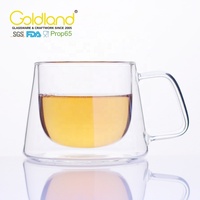 Tasses à café et à thé en verre borosilicate à double paroi isolées, écologiques, design créatif personnalisé, avec poignée