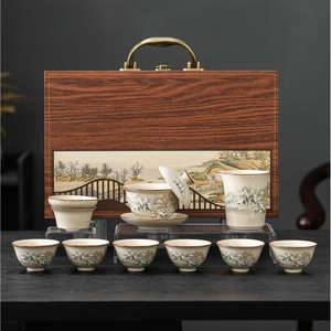 <b>Chinese</b> Kung Fu Tea <b>Set</b> Ceramic <b>Teapot</b> Gaiwan Teacups Blue White Ru Kiln Gift Home Use Dehua Origin Festival Celebration - Product Image 5