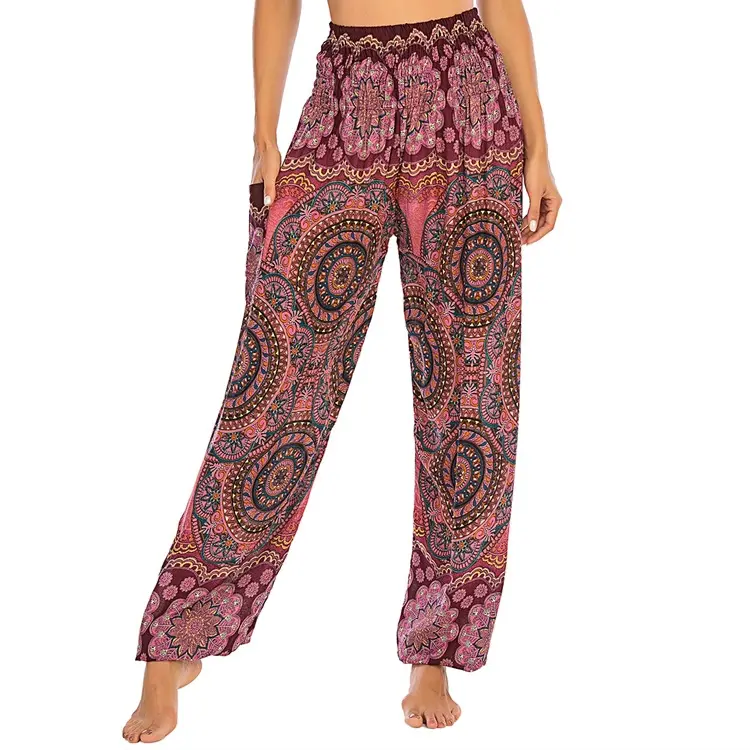 2022 New hot straight leg pants Flower yoga pants harem pants yoga wear casual long summer thin