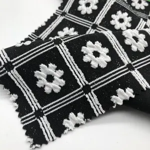 XA2318 High Quality Black White Floral Polyester Jacquard Swimwear Fabric 4 Way Stretched Flowery Pattern Bikini Fabric