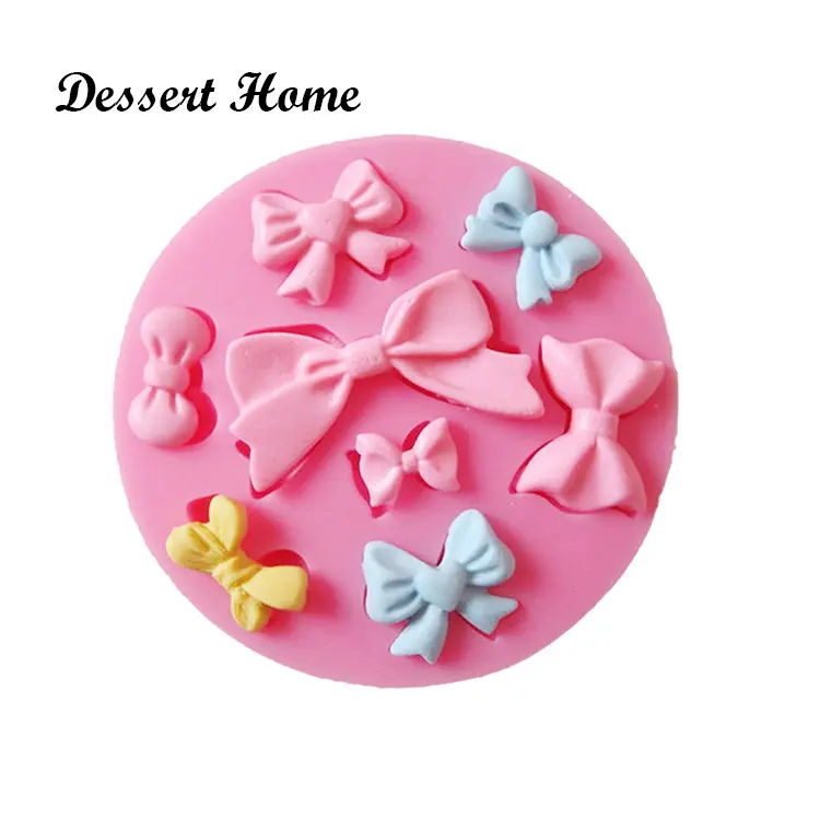 D0218 DIY 3D Many bows Silicone Fondant Mold Cake Decorating Tools Cupcake Candy Chocolate Gumpaste Molds