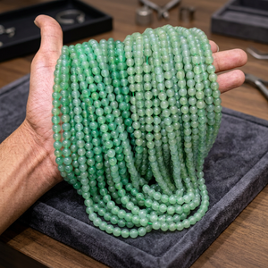 Natürliche Grüne Jade-Perlenkette Lose Edelsteinperlen Runde Polierte Perlen 8mm für Schmuckherstellung - Product Image 5