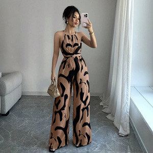 PASUXI 2026 Tuta Estiva da <span class=keywords><strong>Donna</strong></span> Versatile con Lacci in Vita, Stampa Floreale e Gamba Larga, Vestibilità Morbida - Product Image 3