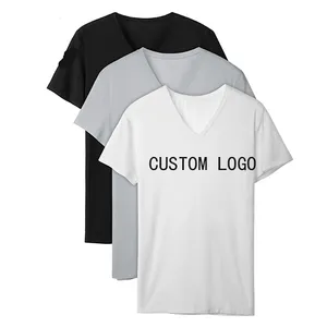 OEM Custom Services Men Outdoor Wear Breathable Casual Summer Short Sleeve V Neck T Shirts for Men Blank Plain Dyed S/M/L/XL