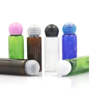 Nice 50ml pet cosmetic serum lotion bottle white plastic dispenser screw caps ball shape