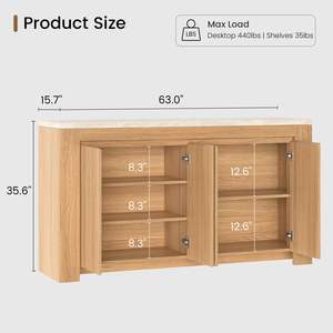 Aparador Tradicional con Almacenamiento, Diseño Arqueado, 2 Puertas, Estantes Ajustables, Gran Capacidad, Mesa Consola <span class=keywords><strong>para</strong></span> Comedor - Product Image 6