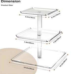 Estante para <span class=keywords><strong>Tartas</strong></span> acrílico de tres capas, respetuoso con el medio ambiente, vitrina cuadrada para tarta de huevo y pan, superficie pulida para fiesta de boda - Product Image 2