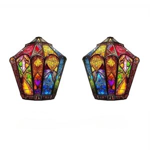 Idea de Decoración para el Hogar en Ramadán: Impresión Plana 2D con Ilusión 3D de un Araña de Cristal Ornamentado de Oriente Medio, Vibrante Estilo Islámico - Product Image 1