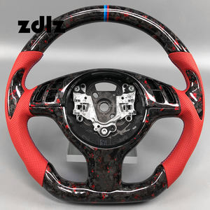 Volante de cuero perforado rojo de fibra de carbono forjado personalizado para <span class=keywords><strong>BMW</strong></span> E46 <span class=keywords><strong>E36</strong></span> <span class=keywords><strong>330CI</strong></span> 325I E81 E87 E91 E92 - Product Image 1