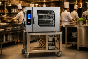 Oven Kombinasi Komersial 6 Tray dengan Kontrol Sentuh & Tombol Pintar, Dilengkapi Troli Penyimpanan Stainless Steel - Truk Makanan untuk Toko Roti - Product Image 3
