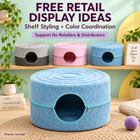 Vente en gros de lit pour chat en feutre polyester personnalisé, rond, pour l'intérieur, avec fermeture éclair amovible