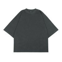 T-shirt Homme Col Montant Manches Courtes Épaules Tombantes Coupe Oversize 100% Coton Coupe Boxy Coton Biologique Uni à Imprimer