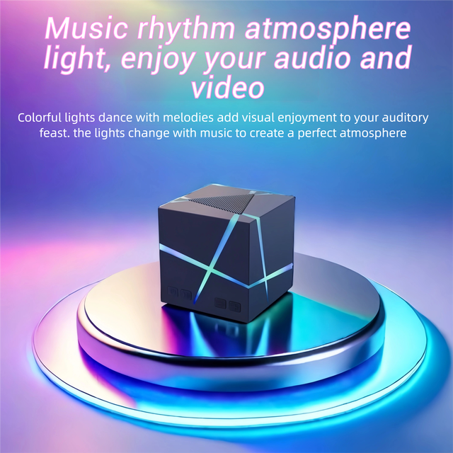 RGB Magic Cube Wireless Speaker USB Powered for Computer Mobile Phone Outdoor Home Mini Desktop Use with TF Card Compatibility