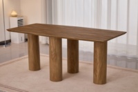 Meja Makan Furnitur Ruang Makan Modern Bergaya Terbaru, Tahan Lama, dengan Bagian Atas dan Kaki dari MDF Persegi