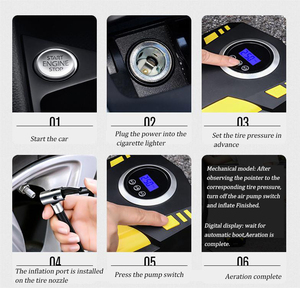 Đa Chức Năng Xe Máy Bơm Không Khí 12V Thông Minh Hiển Thị Kỹ Thuật Số Xách Tay Điện Lốp Khẩn Cấp Xe Inflator Bơm - Product Image 5