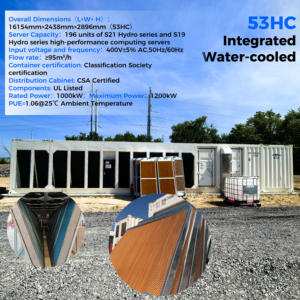 Contenedor de Minería con Refrigeración Líquida DrolinBox 53HC para Bitcoin, Aloja 196 Mineros, 1200kW Máx., Contenedor Hidroeléctrico, Centro de Datos Cripto - Product Image 2